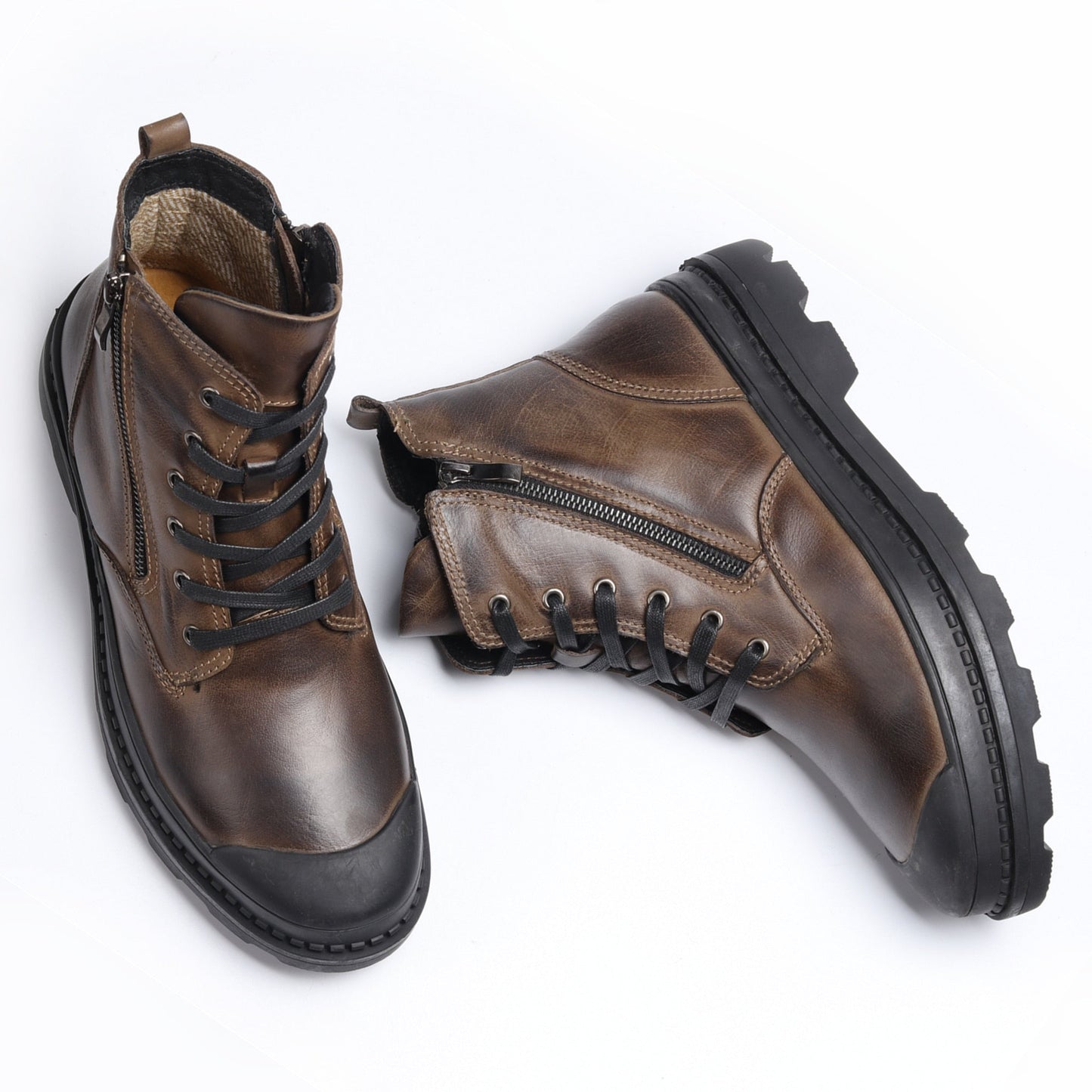 Natural Cow Leather Men Winter Boots Handmade Retro Men Boots Genuine Leather Men Winter Shoes