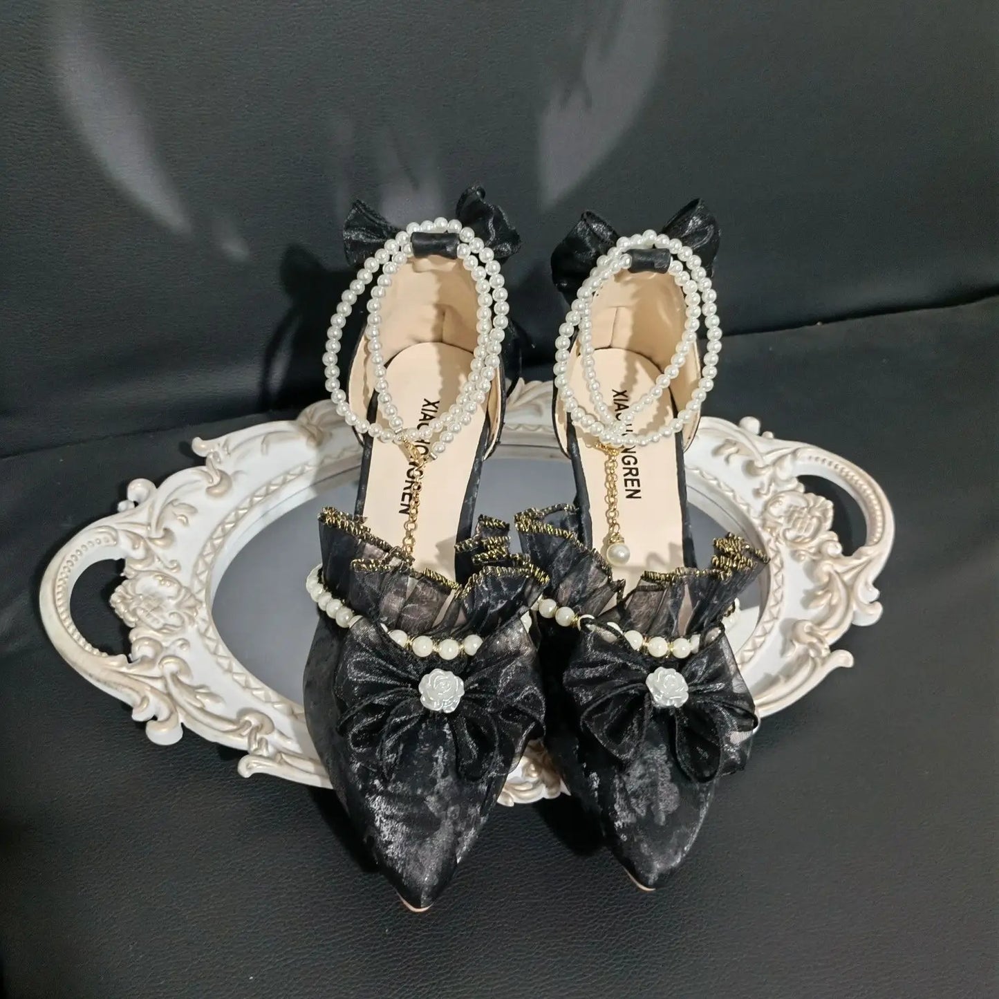 Handmade French Lace Girl Elegant Lolita Elegant Pointed Thin High Heels Versatile Wedding Shoes For Women New Fashion