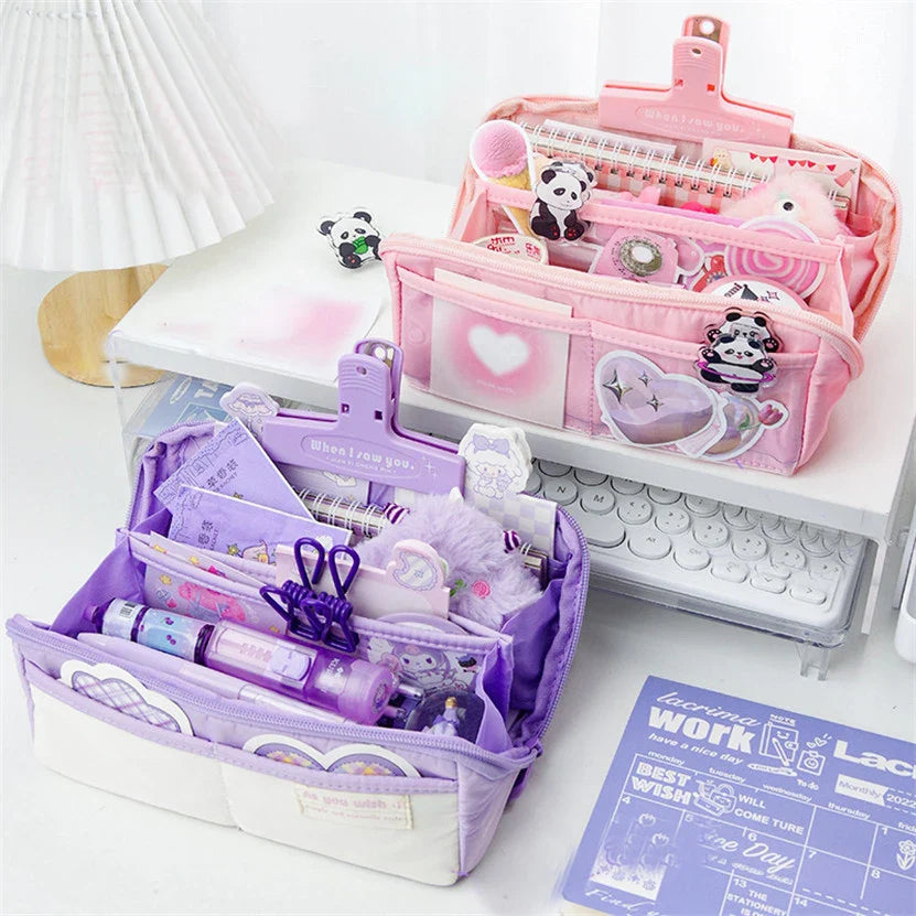 binfenxie Pencil Case Big Transparent Pen Box Cases Cute Bags Lapicera Estuche Escolar Kalemlik Korean Kawaii Organizer Stationery School