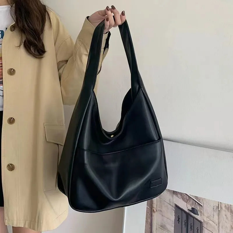 binfenxie Large Capacity Tote Bag Women's New Trendy Shoulder Bag Simple and Versatile Commuter Bag Fashion Trendy Student Classroom Bag