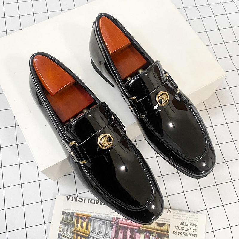 New Black Loafers Men Slip-On Round Toe Fashion Mens Dress Shoes Wedding Shoes for Men Size 38-47