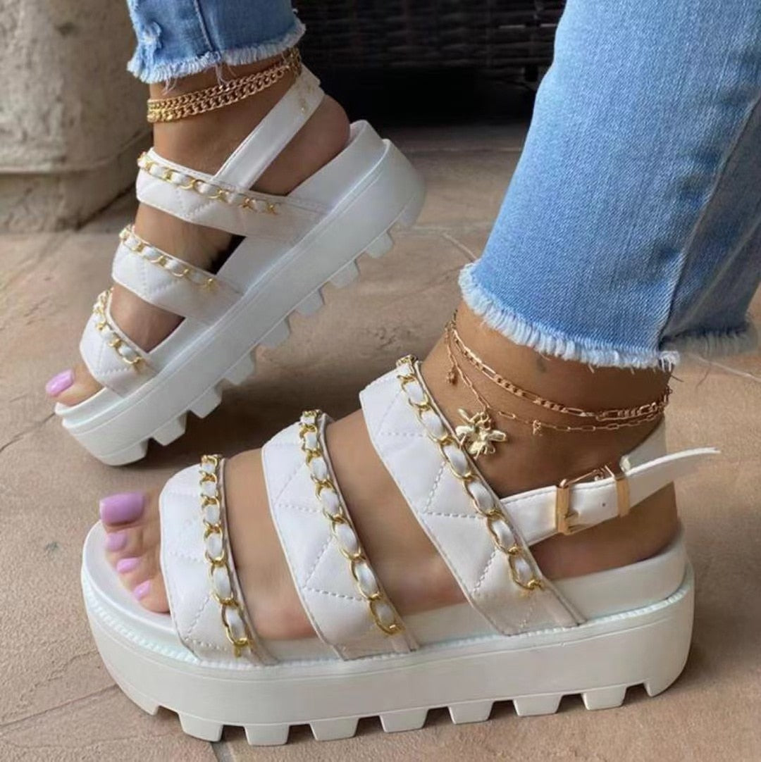 Women Sandals Fashion Platform Gladiator Sandals Open Toe Buckle Strappy Height increase Sandals Summer Women Sandalias