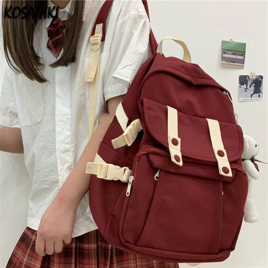 binfenxie Preppy Vintage Y2k Aesthetic Grunge Backpack Korean High-capacity All Match Schoolbags Women Fashion Casual Students Backpacks