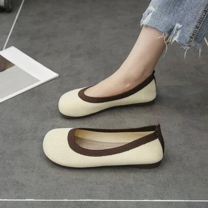 Women's Shoes Off White Round Toe Flat Female Footwear Slip On Vulcanized For Cheap Luxury Designer Korean Style And Low Price