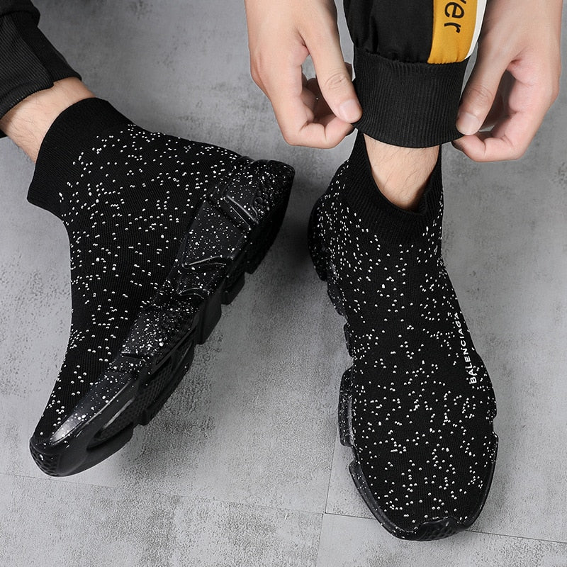 Black Socks Sneakers Men Slip on High Sports Shoes Women Large Size 45 Fashion Unisex Breathable Brand Casual Sneakers Men