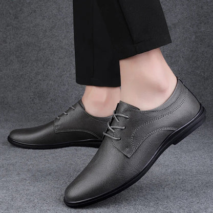 Genuine Men's Leather Shoes Hollow Out Breathable Comfortable Flat Shoes Business Shoes Office Commuting Men's Casual Shoes