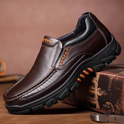 Genuine Leather Shoes Men Loafers Soft Cow Leather Men Casual Shoes New Male Footwear Black Brown Slip-on