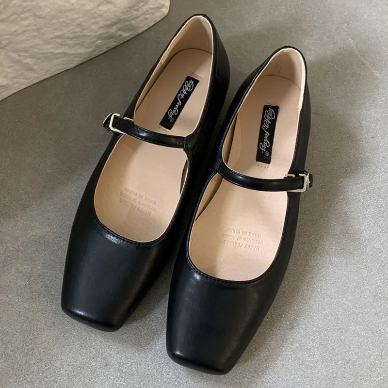 binfenxie  -   Summer New Brand Women Sliver Flats Fashion Square Toe Shallow Mary Jane Shoes Soft Casual Ballet Shoes Slingback Shoes