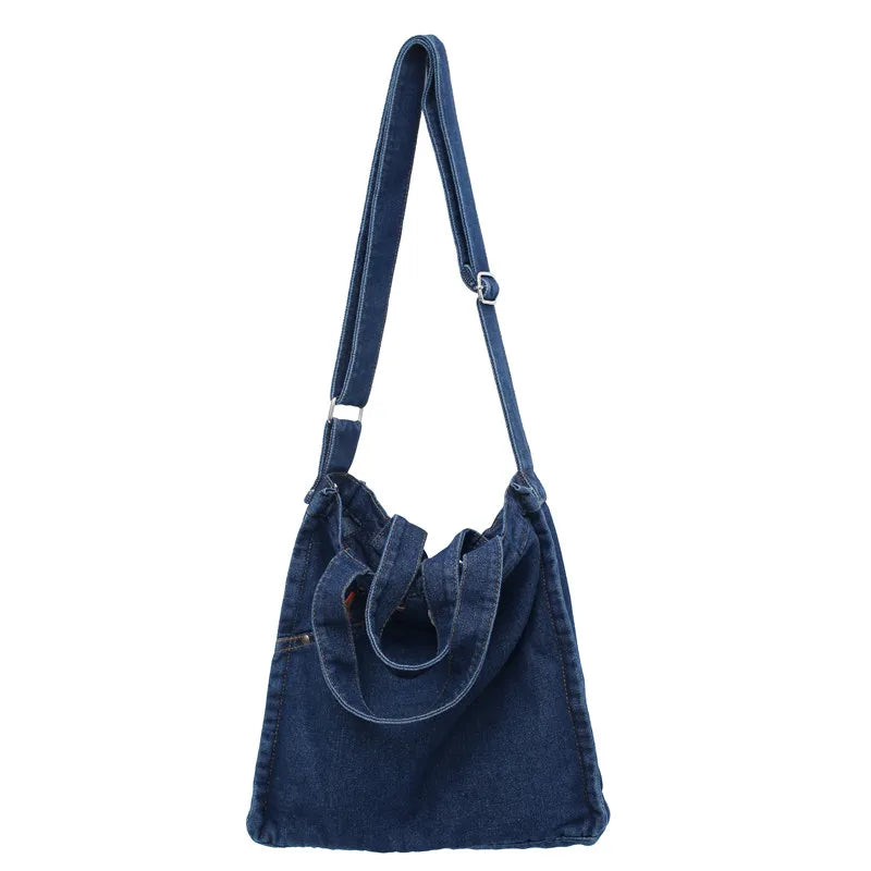 binfenxie Denim Women's Bag New Eco Reusable Ladies Handbags Canvas Shopping Travel Shoulder Bags Unisex Jeans Bag Shoppers