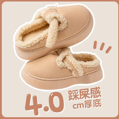 Warrior Girls Cotton slipper For Women Mules Shoes Indoor Outside Winter Home Warm Fluffy Slippers Fur Cotton Shoes All Wrapped