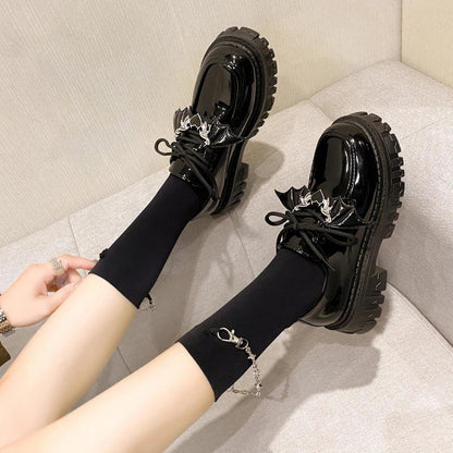 Futurecen Metal Chain Platform Lolita Gothic Shoes Woman 2023 Spring College Style Patent Leather Pumps Women Japan School Uniform Shoes