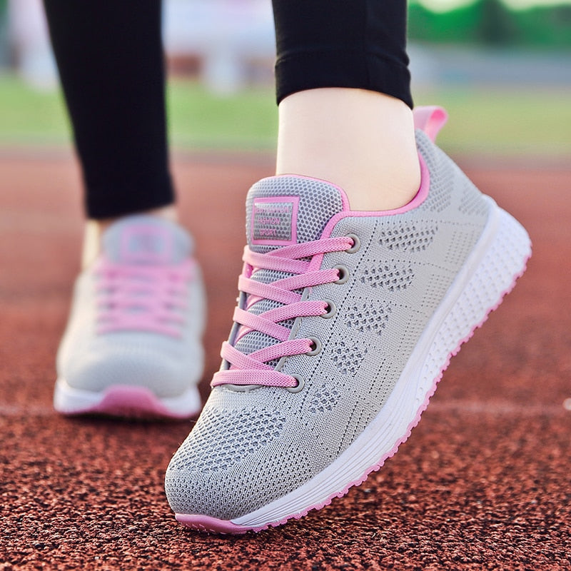 Women Casual Shoes Fashion Walking Mesh Flat Shoes For Women Sneakers  Gym Women Vulcanized Shoes White Black Tennis Female