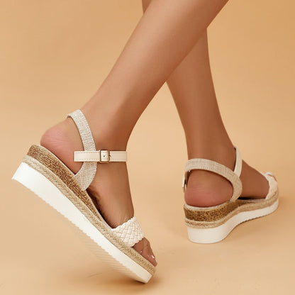 Women's Ankle Strap Platform Sandals Casual Espadrilles Wedge Shoes for Women Summer Fashion Weave Non-Slip Sandalias