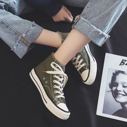 binfenxie  -   Classic Vulcanized Casual Canvas Platform Shoes Women High Top Sneakers 2024Fashion Breathable Comfortable Sport Korean