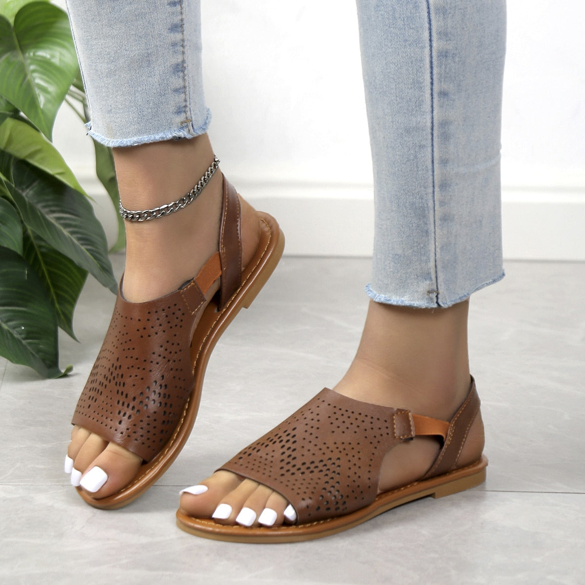 Women's Sandals Genuine Leather Platform Sandal  Summer Thick Sole High Heels Ladies Sandal Summer Shoes For Women