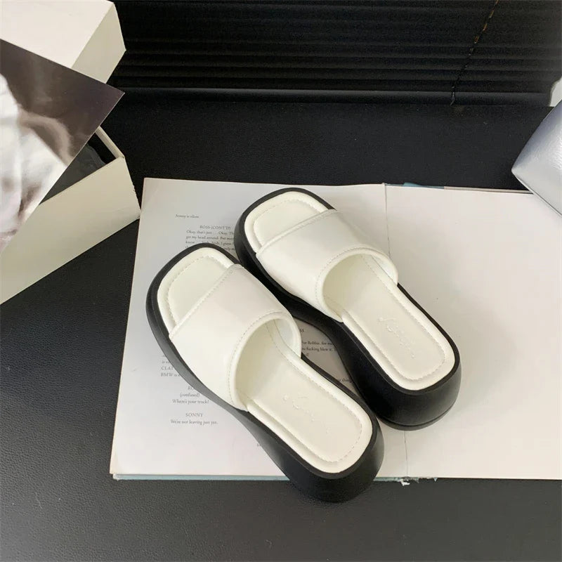 binfenxie Summer Increase Women Slippers Fashion Elegant Open Toe Increase Slides Shoes Ladies Casual Platform Flats Beach Sandal