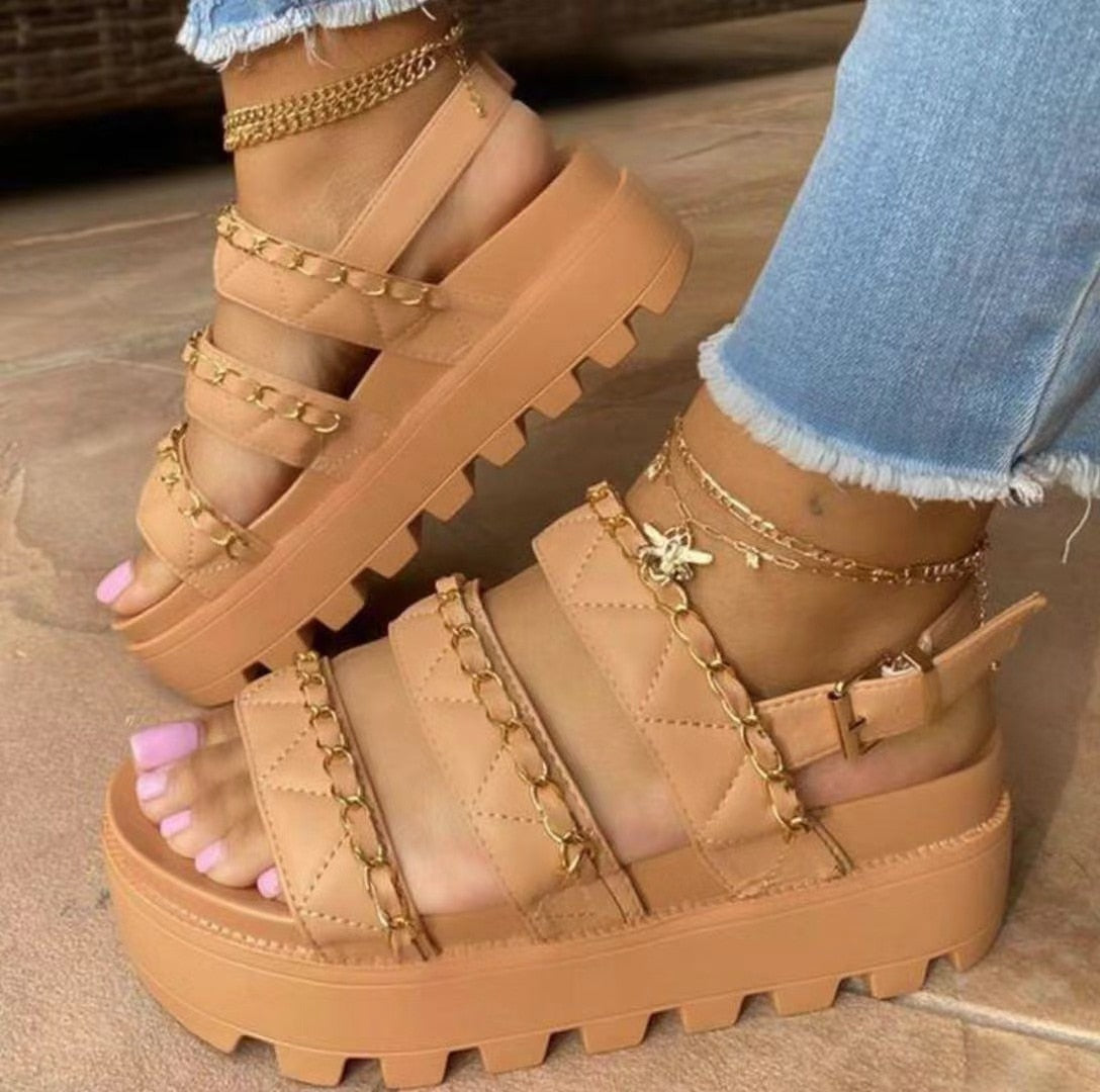 Women Sandals Fashion Platform Gladiator Sandals Open Toe Buckle Strappy Height increase Sandals Summer Women Sandalias