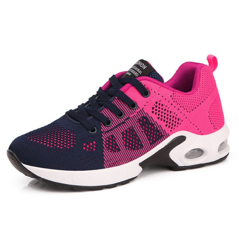 Ladies Trainers Casual Mesh Sneakers Pink Women Flat Shoes Lightweight Soft Sneakers Breathable Footwear Basket Shoes Plus Size