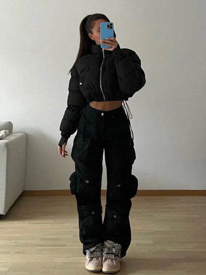 binfenxie Multiple Pockets Cargo Pants For Women Loose High Waist Fashion Sweatpants Women's Baggy Streetwear Pant Woman Trousers