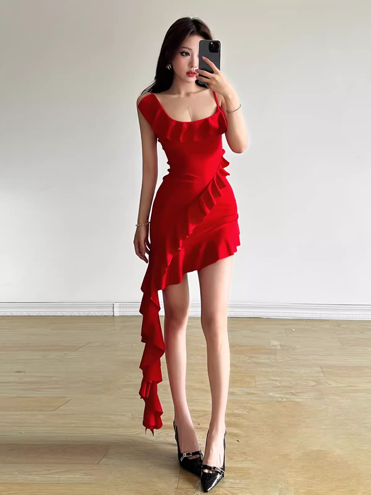 Red Irregular Sexy Short Dress HOT1326