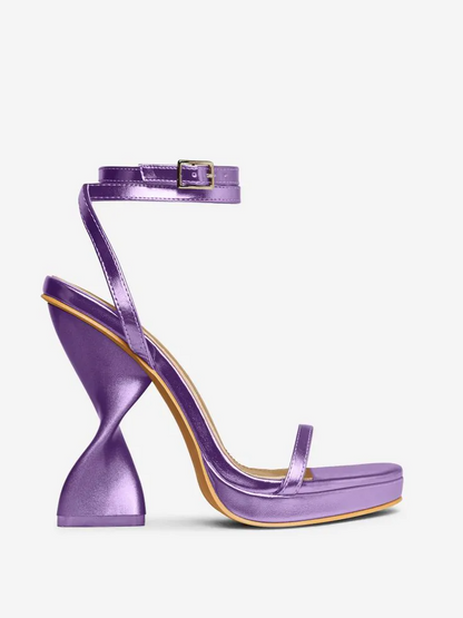 Sculptural Heels Elegant Purple Strange High Heels Waterproof Platform Sandals For Women Design Summer Party Dress Chunky Shoes