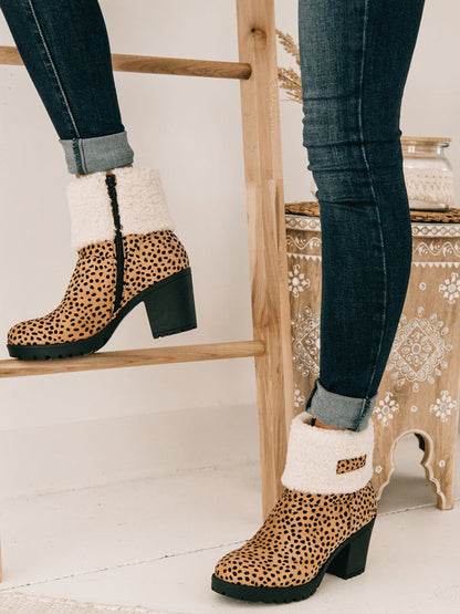 Leopard Chunky Heel Boots