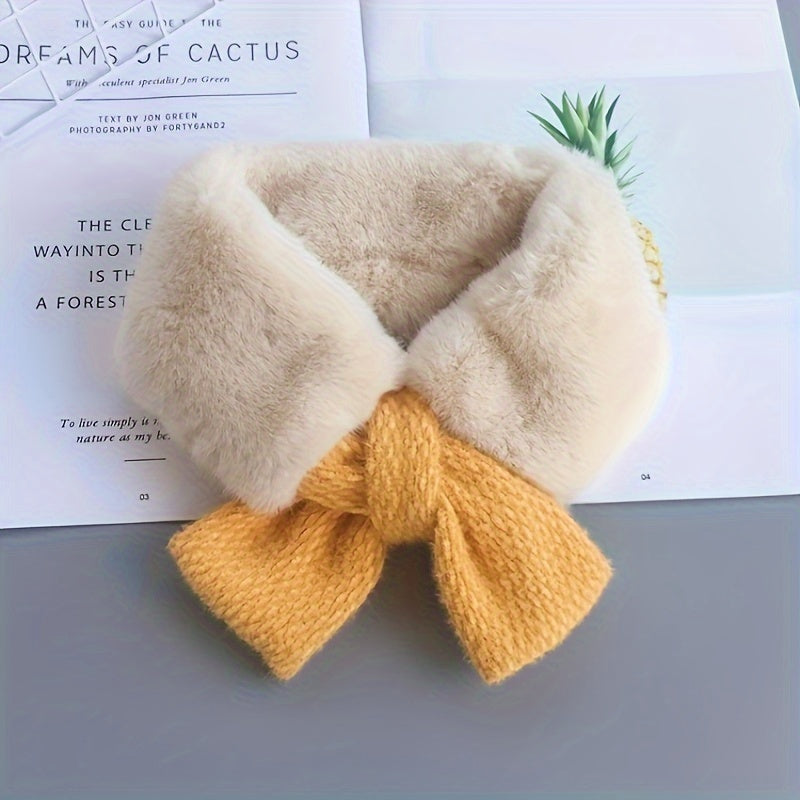 1pc Adorable Soft Children's Stitching Plush Scarf - Warm Winter Accessory for Kids - Perfect for Outdoor Play, School, and Casual Wear