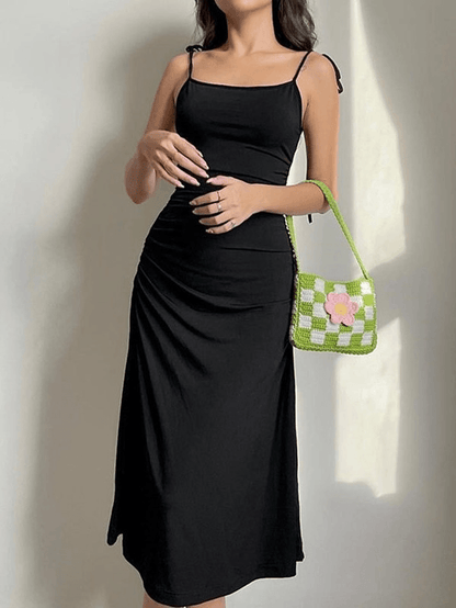 Backless Tie Strap Maxi Dress