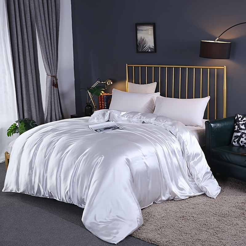 1pc Elegant Satin Duvet Cover - Silky Textured, Hypoallergenic, Hotel-Quality for Home Bedroom