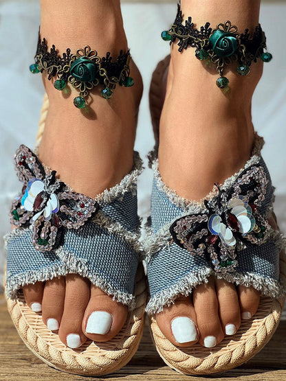 Denim Strap Beach Sandals