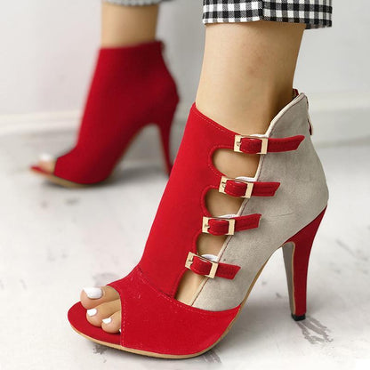 Women Hollow Out Buckled High Heels Weding Heels Sandals