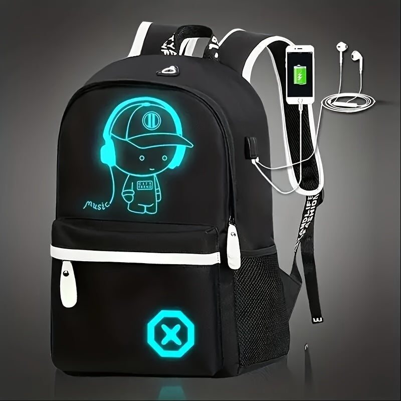 2PCS/Set - Stylish Casual Travel Backpack & Cartoon Crossbody Bag Set - Spacious, Versatile Design for Students & Explorers