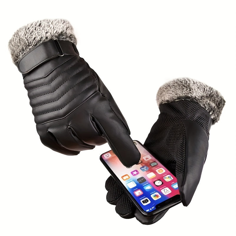 1pair Women's Warm Fleece Gloves: Anti Slip, Waterproof, Touch Screen, Thermal Gloves For Outdoor Snow, Winter Skiing, Cycling & Riding