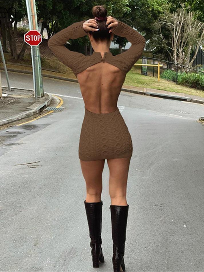 Cut Out Backless Sweater Midi Dress