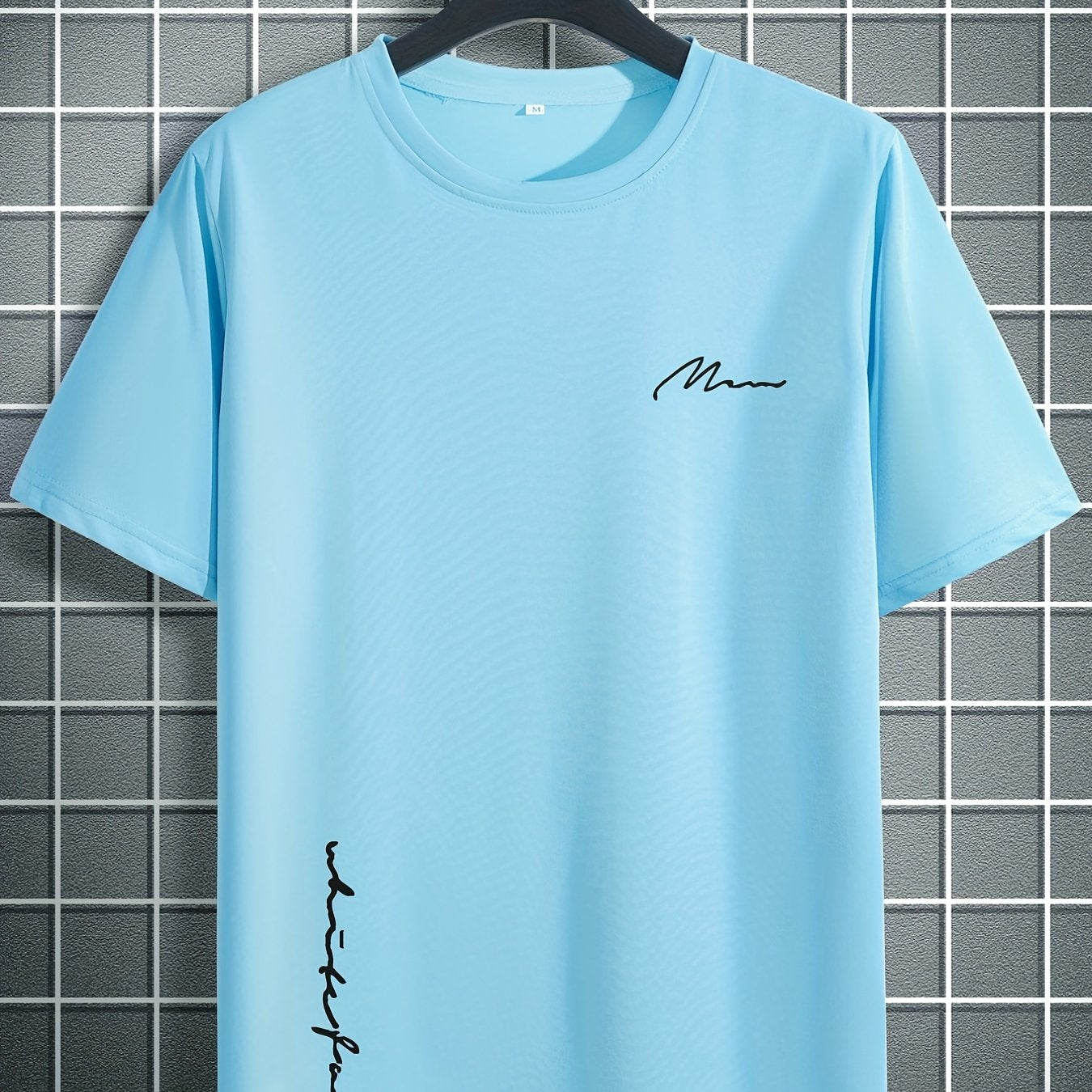「binfenxie」Men's Stylish Simple Print Short Sleeve Crewneck T-Shirt