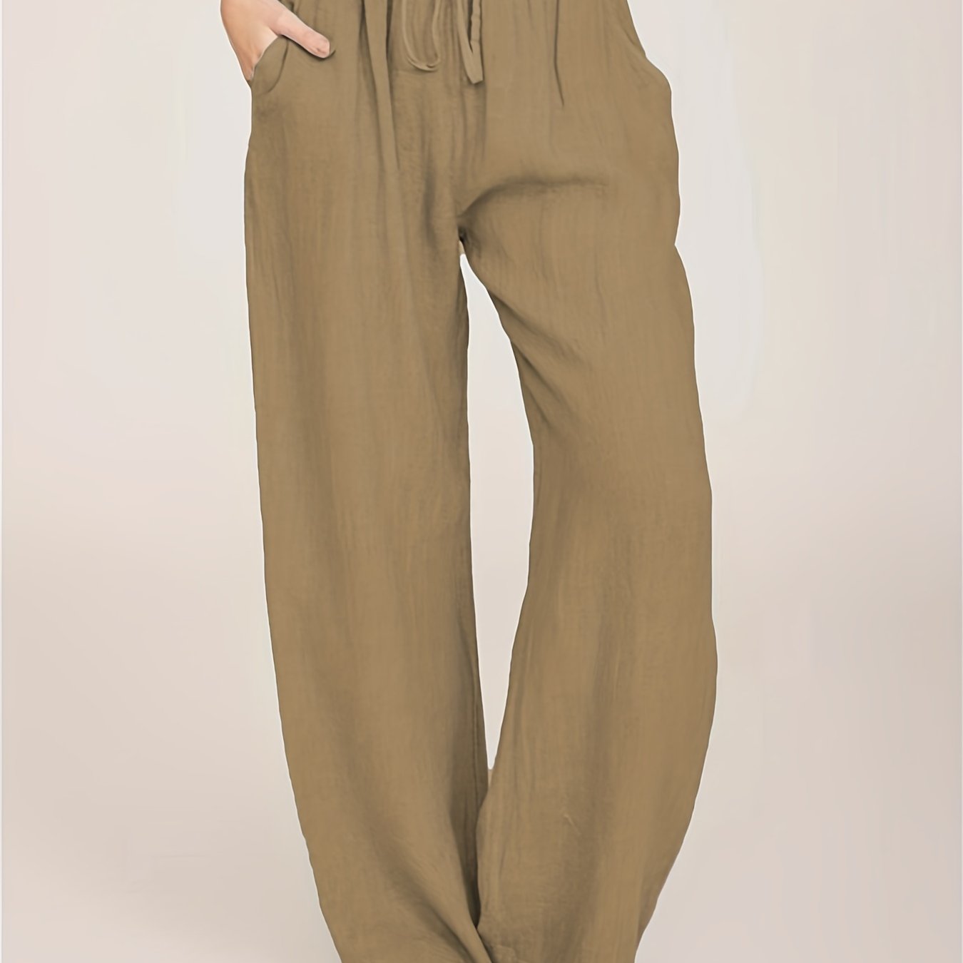 「binfenxie」Drawstring Wide Leg Pants, Solid Loose Palazzo Pants, Casual Every Day Pants, Women's Clothing