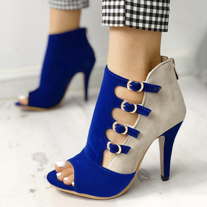 Women Hollow Out Buckled High Heels Weding Heels Sandals