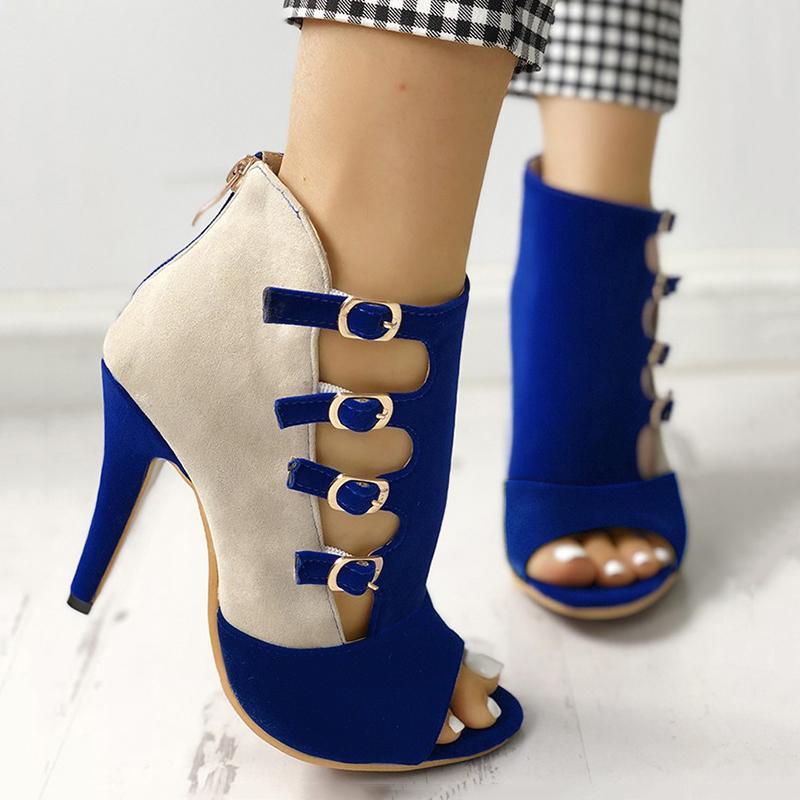 Women Hollow Out Buckled High Heels Weding Heels Sandals