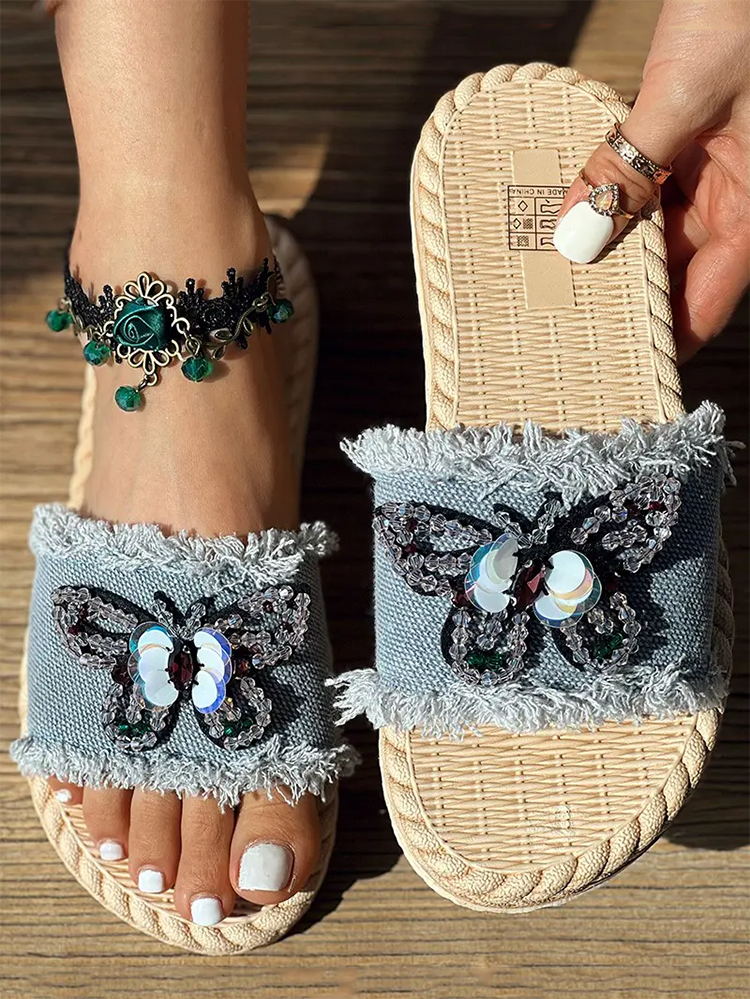 Denim Strap Beach Sandals