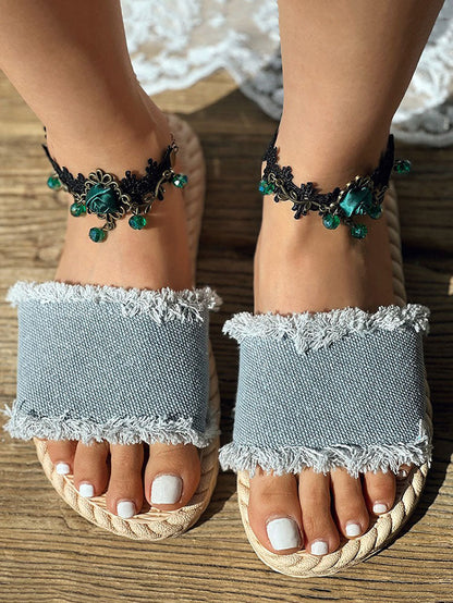 Denim Strap Beach Sandals