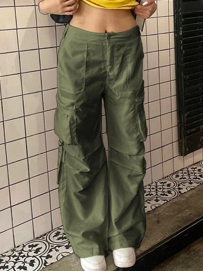 Low Rise Side Zip Up Cargo Pants