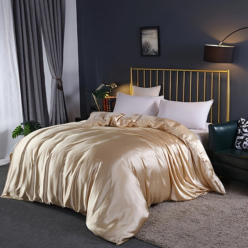 1pc Elegant Satin Duvet Cover - Silky Textured, Hypoallergenic, Hotel-Quality for Home Bedroom