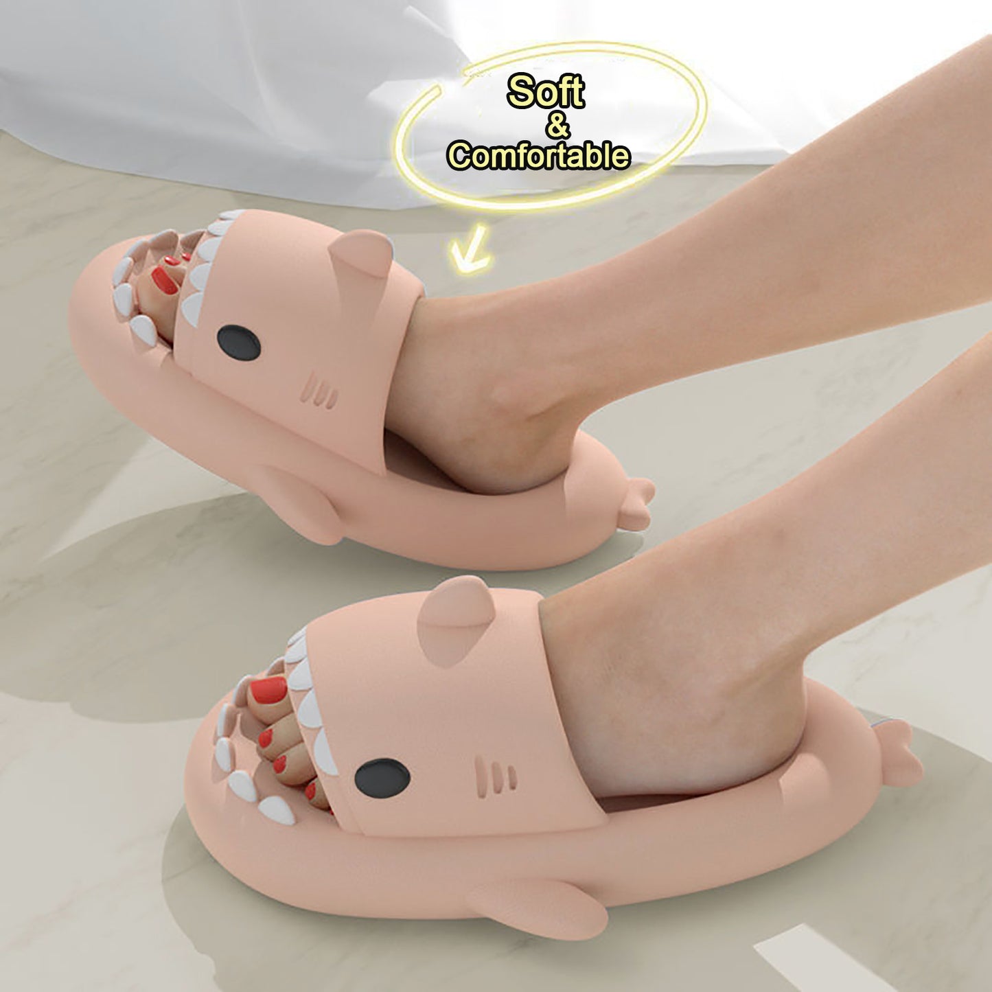 「binfenxie」Luxuriously Soft Shark Slippers - Perfect for Summer Poolside Lounging!