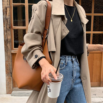 British Commute  Solid Color Crossbody Bucket Bags