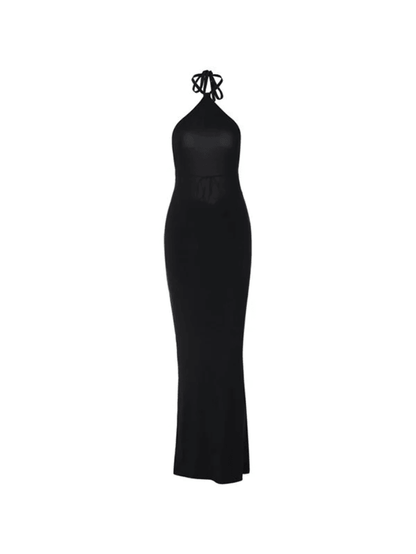 Halter Neck Black Maxi Dress