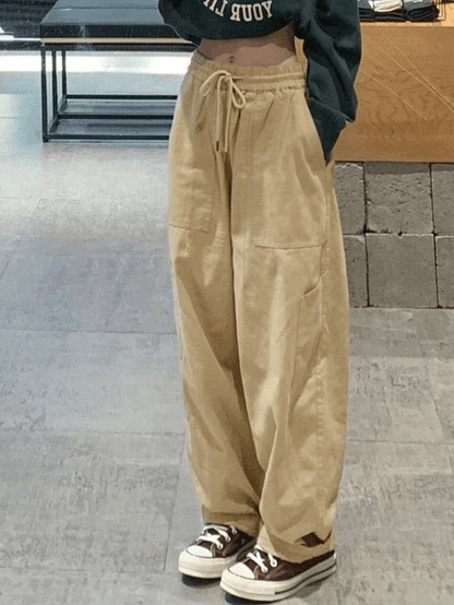 High Waist Pocket Straight Leg Pants