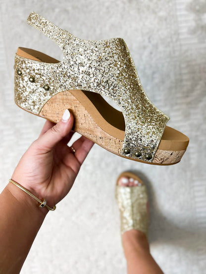 Glitter Wedges Sandals