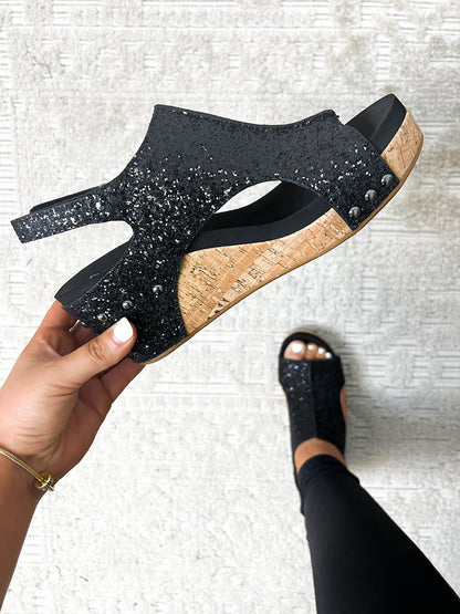 Glitter Wedges Sandals