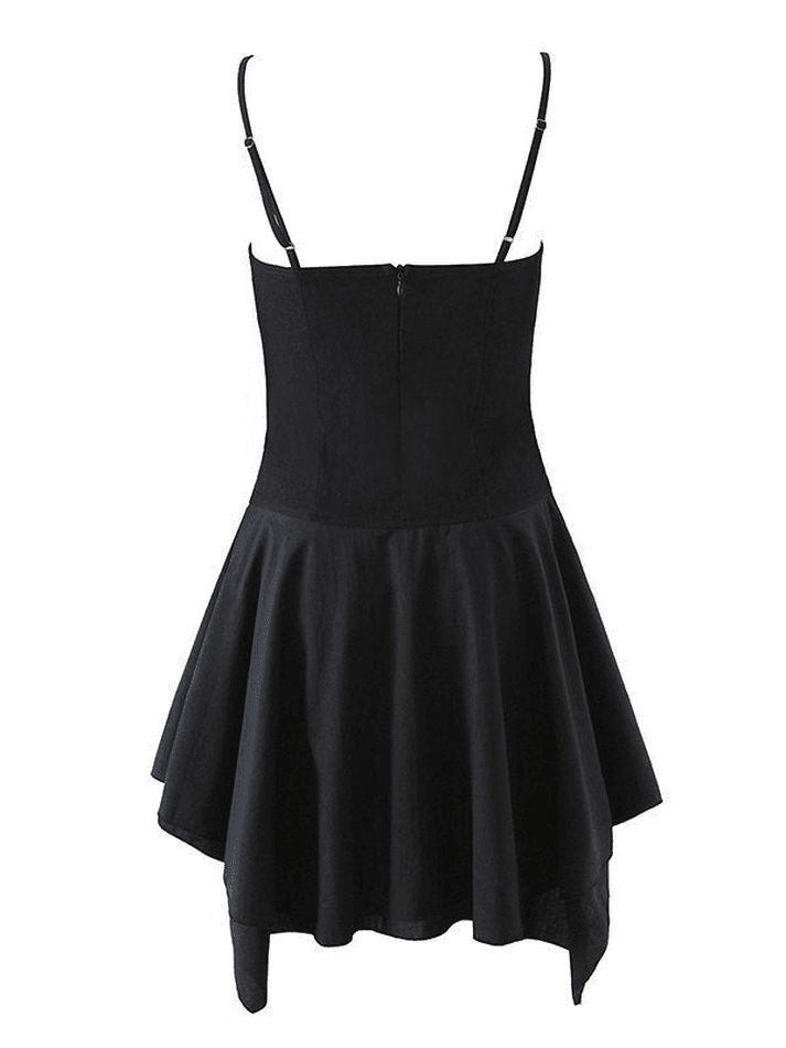 Irregular Eye Hook Slip Mini Dress