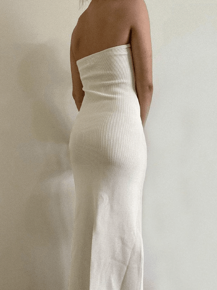 Knitted Twist Strapless Maxi Dress